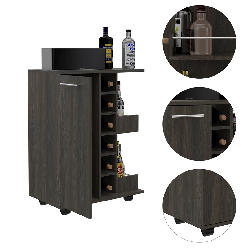 Top 10 β Pemberly Row Bar Cart Cabinet With 6-Cubbies And 2-Shelves In Espresso π 9 Top 10 β Pemberly Row Bar Cart Cabinet With 6-Cubbies And 2-Shelves In Espresso π - Image 9