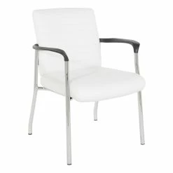Hot Sale ๐ฏ Office Star Guest Chair In White Faux Leather With Chrome Frame โ๏ธ