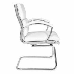 Best Pirce 🧨 Office Star Mid-Back Visitor's Chair In White Faux Leather In Chrome Finish Base ✨ -Guest Chairs Sales 2228769 2 L