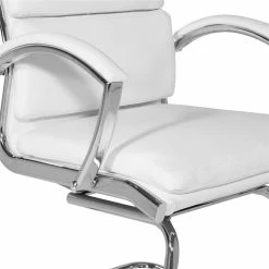 Best Pirce 🧨 Office Star Mid-Back Visitor's Chair In White Faux Leather In Chrome Finish Base ✨ -Guest Chairs Sales 2228769 4 L