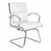 Best Pirce 🧨 Office Star Mid-Back Visitor's Chair In White Faux Leather In Chrome Finish Base ✨