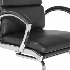 Cheap 🌟 Office Star Mid-Back Visitor's Chair In Black Faux Leather In Chrome Finish Base ⌛ -Guest Chairs Sales 2228806 4 L