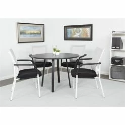 Buy 🥰 OSP Home Furnishings Prado 42" Engineered Wood Round Conference Table With Black Laminate Top 🎉 -Guest Chairs Sales 2232374 2 L