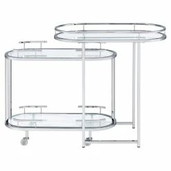Discount 👏 ACME Furniture ACME Piffo Glass Top Storage Serving Cart And Bar Table In Clear And Chrome 🛒 -Guest Chairs Sales 2236952 3 L