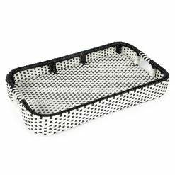 Brand new ⭐ Beaumont Lane Black & White Rattan Bar Cart 🎉 -Guest Chairs Sales 2237243 3 L 1