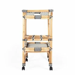 Brand new ⭐ Beaumont Lane Black & White Rattan Bar Cart 🎉 -Guest Chairs Sales 2237243 4 L 1