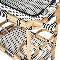 Brand new ⭐ Beaumont Lane Black & White Rattan Bar Cart 🎉 -Guest Chairs Sales 2237243 5 L 1
