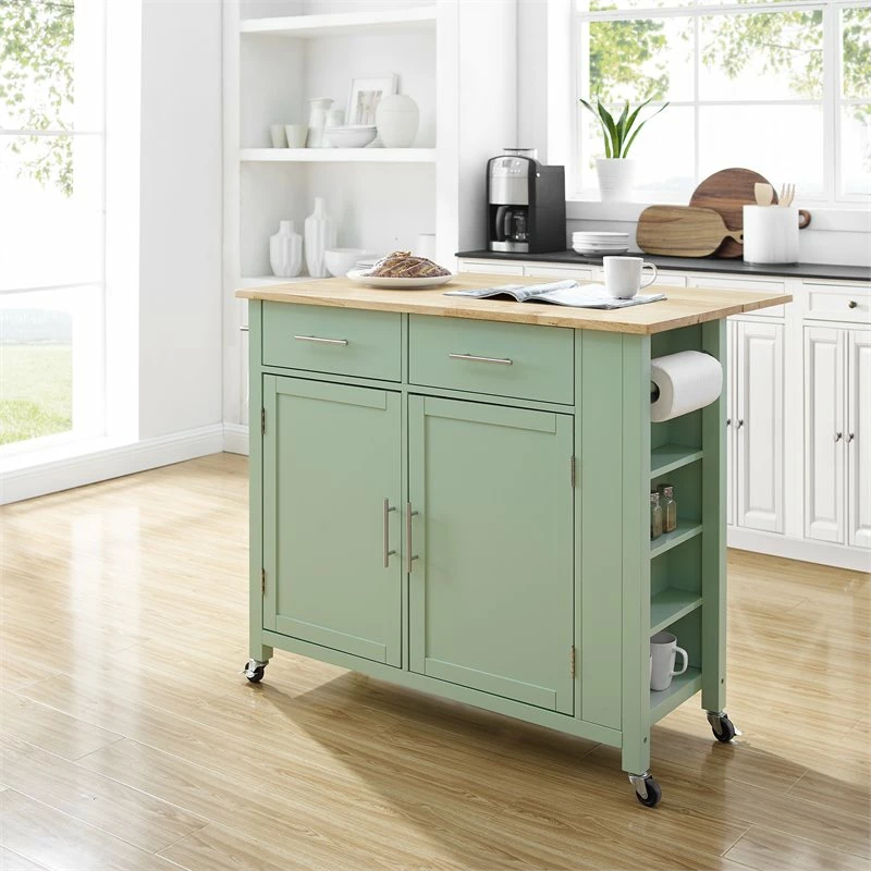 Budget π₯ Crosley Furniture Savannah Wood Top Drop Leaf Kitchen Island/Cart In Mint Green β€οΈ 2 Budget π₯ Crosley Furniture Savannah Wood Top Drop Leaf Kitchen Island/Cart In Mint Green β€οΈ - Image 2