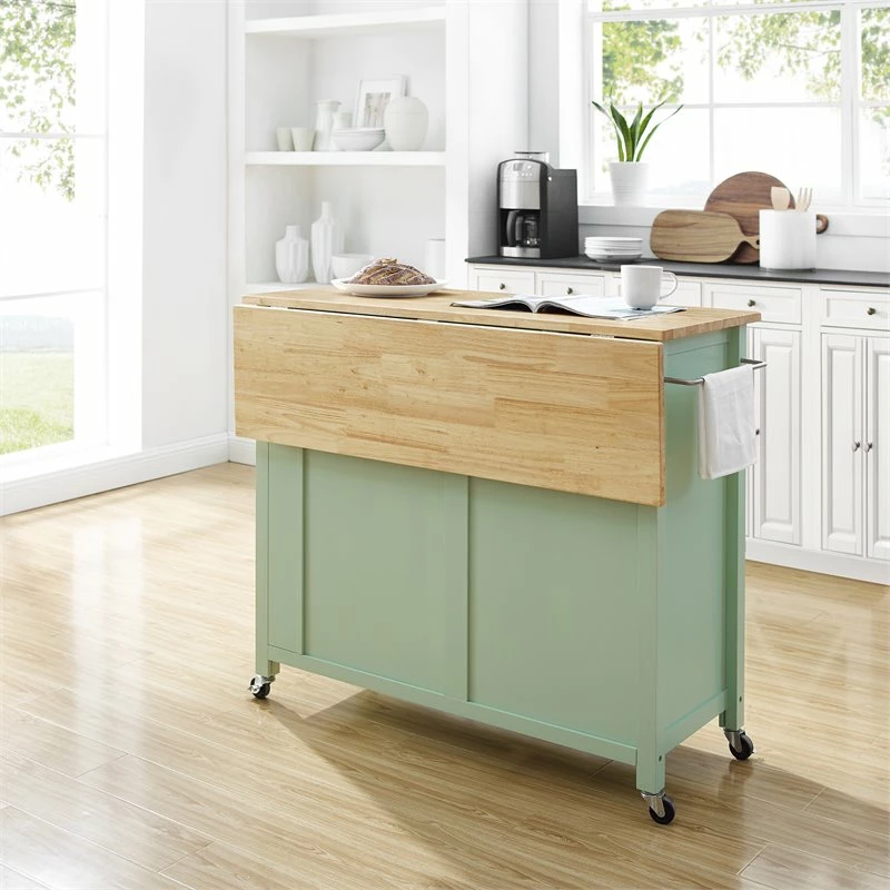 Budget π₯ Crosley Furniture Savannah Wood Top Drop Leaf Kitchen Island/Cart In Mint Green β€οΈ 12 Budget π₯ Crosley Furniture Savannah Wood Top Drop Leaf Kitchen Island/Cart In Mint Green β€οΈ - Image 12