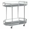 Promo 😉 Benzara Octagonal Metal Bar Cart With Mirrored Top And Bottom In Silver 😀