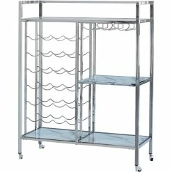Cheapest 🥰 Coaster Contemporary Glass Shelf Serving Cart With Casters In Chrome ✨