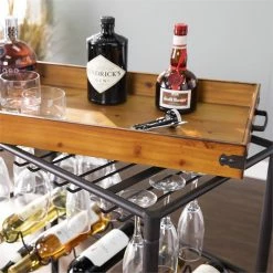 Brand new ⭐ Southern Enterprises SEI Furniture Mayson Tray Top Bar Cart In Black And Natural ✨ 8 Brand new ⭐ Southern Enterprises SEI Furniture Mayson Tray Top Bar Cart In Black And Natural ✨ -Guest Chairs Sales 2272428 3 L
