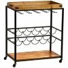 Brand new ⭐ Southern Enterprises SEI Furniture Mayson Tray Top Bar Cart In Black And Natural ✨