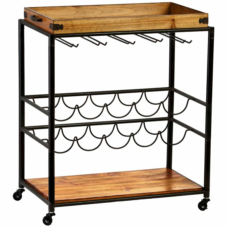 Brand new ⭐ Southern Enterprises SEI Furniture Mayson Tray Top Bar Cart In Black And Natural ✨ 1 Brand new ⭐ Southern Enterprises SEI Furniture Mayson Tray Top Bar Cart In Black And Natural ✨