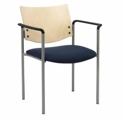 Brand new ❤️ KFI Furniture KFI Evolve Guest Chair - Arms - Navy Fabric - Natural Back 👍