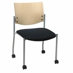 Cheapest ✔️ KFI Furniture KFI Evolve Guest Chair - Casters - Black Fabric - Natural Wood Back 🥰