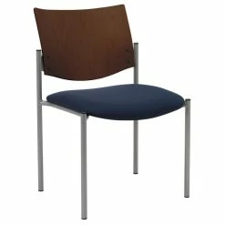 Hot Sale ✨ KFI Furniture KFI Evolve Guest Chair - Navy Fabric - Chocolate Wood Back 👍
