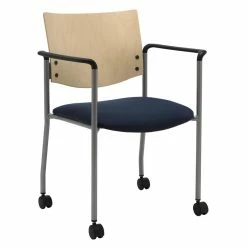 Top 10 ✔️ KFI Furniture KFI Evolve Guest Chair - Arms - Casters - Navy Fabric - Natural Fabric ⌛