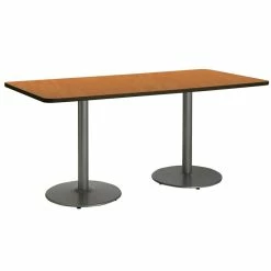 Buy 🤩 KFI Furniture KFI 30" X 72" Conference Table - Medium Oak Top - Round Silver Base ❤️