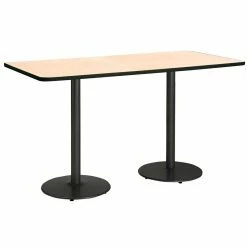 Discount 🎁 KFI Furniture KFI Mode 36" X 96" Conference Table - Natural - Round Black Base - Bistro Height 🎁