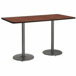 Outlet ⭐ KFI Furniture KFI 36" X 72" Pedestal Table - Mahogany Top - Bistro Height 🤩