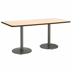 Hot Sale ⌛ KFI Furniture KFI 36" X 72" Pedestal Table - Natural Top - Round Silver Base 🔥
