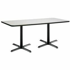 Deals ✔️ KFI Furniture KFI 36" X 72" Pedestal Table - Linen Top - Black X-Base 🔔