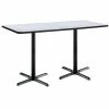 Budget 🔥 KFI Furniture KFI 36" X 72" Pedestal Table - Grey Top - Black X-Base. Bistro Height ✔️
