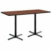 Flash Sale 🧨 KFI Furniture KFI 36" X 72" Pedestal Table - Mahogany Top - Black X-Base - Bistro Height 🔥