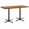 Cheapest 🧨 KFI Furniture KFI 36" X 72" Pedestal Table - Medium Oak Top - Black X-Base - Bistro Height 🎁
