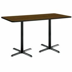 Best reviews of 🥰 KFI Furniture KFI 36" X 72" Pedestal Table - Walnut Top - Black X-Base - Bistro Height 😀