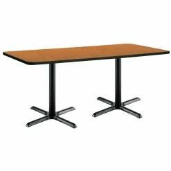Outlet 😀 KFI Furniture KFI 30" X 72" Conference Table - Medium Oak Top - Black X-Base 🌟