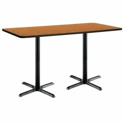 Outlet 🧨 KFI Furniture KFI 30" X 72" Conference Table - Medium Oak Top - Black X-Base - Bistro Height ⌛
