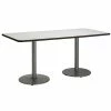 Cheap 🥰 KFI Furniture KFI 36" X 72" Pedestal Table - Linen Top - Round Silver Base 🔔