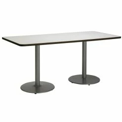 Cheap 🥰 KFI Furniture KFI 36" X 72" Pedestal Table - Linen Top - Round Silver Base 🔔
