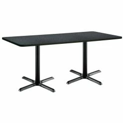 Brand new 🌟 KFI Furniture KFI 36" X 72" Pedestal Table - Graphite Top - Black X-Base ✨