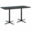 Buy 👍 KFI Furniture KFI 36" X 72" Pedestal Table - Graphite Top - Black X-Base - Bistro Height 🥰