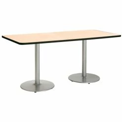 Outlet 🛒 KFI Furniture KFI Mode 42" X 96" Conference Table Natural Round Silver Base Standard Height 🎉 -Guest Chairs Sales 2281494 1 L