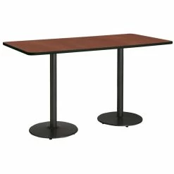New 😀 KFI Furniture KFI Mode 42" X 72" Conference Table Mahogany Round Black Base Bistro Height 🥰 -Guest Chairs Sales 2281507 1 L