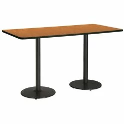 Promo 👍 KFI Furniture KFI Mode 42" X 72" Conference Table Oak Round Black Base Bistro Height 🤩