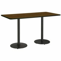 Promo ✔️ KFI Furniture KFI Mode 42" X 72" Conference Table Walnut Finish Round Black Base Bistro Height 🥰