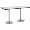 Discount 🎁 KFI Furniture KFI Mode 42" X 72" Conference Table Linen Round Silver Base Bistro Height 🔥
