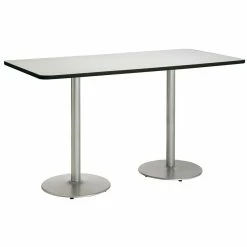 Discount 🎁 KFI Furniture KFI Mode 42" X 72" Conference Table Linen Round Silver Base Bistro Height 🔥