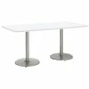 Cheapest 👍 KFI Furniture KFI Mode 42" X 72" Conference Table White Round Silver Base Standard Height 🔔