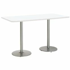Outlet 🎁 KFI Furniture KFI Mode 42" X 72" Conference Table White Round Silver Base Bistro Height 🎉