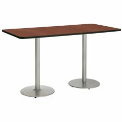 Cheapest 🎁 KFI Furniture KFI Mode 42" X 72" Conference Table Mahogany Round Silver Base Bistro Height 🧨