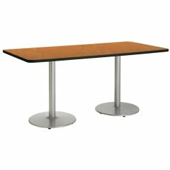 Discount ⭐ KFI Furniture KFI Mode 42" X 72" Conference Table Oak Round Silver Base Standard Height 😀 -Guest Chairs Sales 2281524 1 L