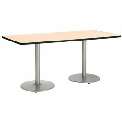Outlet 🤩 KFI Furniture KFI Mode 42" X 72" Conference Table Natural Round Silver Base Standard Height 🎉