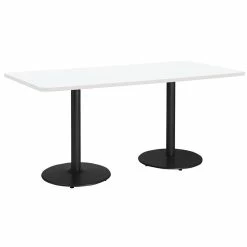 Discount ⌛ KFI Furniture KFI Mode 42" X 84" Conference Table White Round Black Base Standard Height 🧨