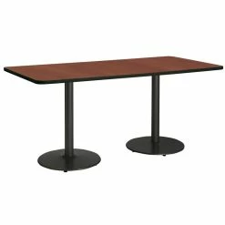 Discount 🔥 KFI Furniture KFI Mode 42" X 84" Conference Table Mahogany Round Black Base Standard Height 👏 -Guest Chairs Sales 2281547 1 L